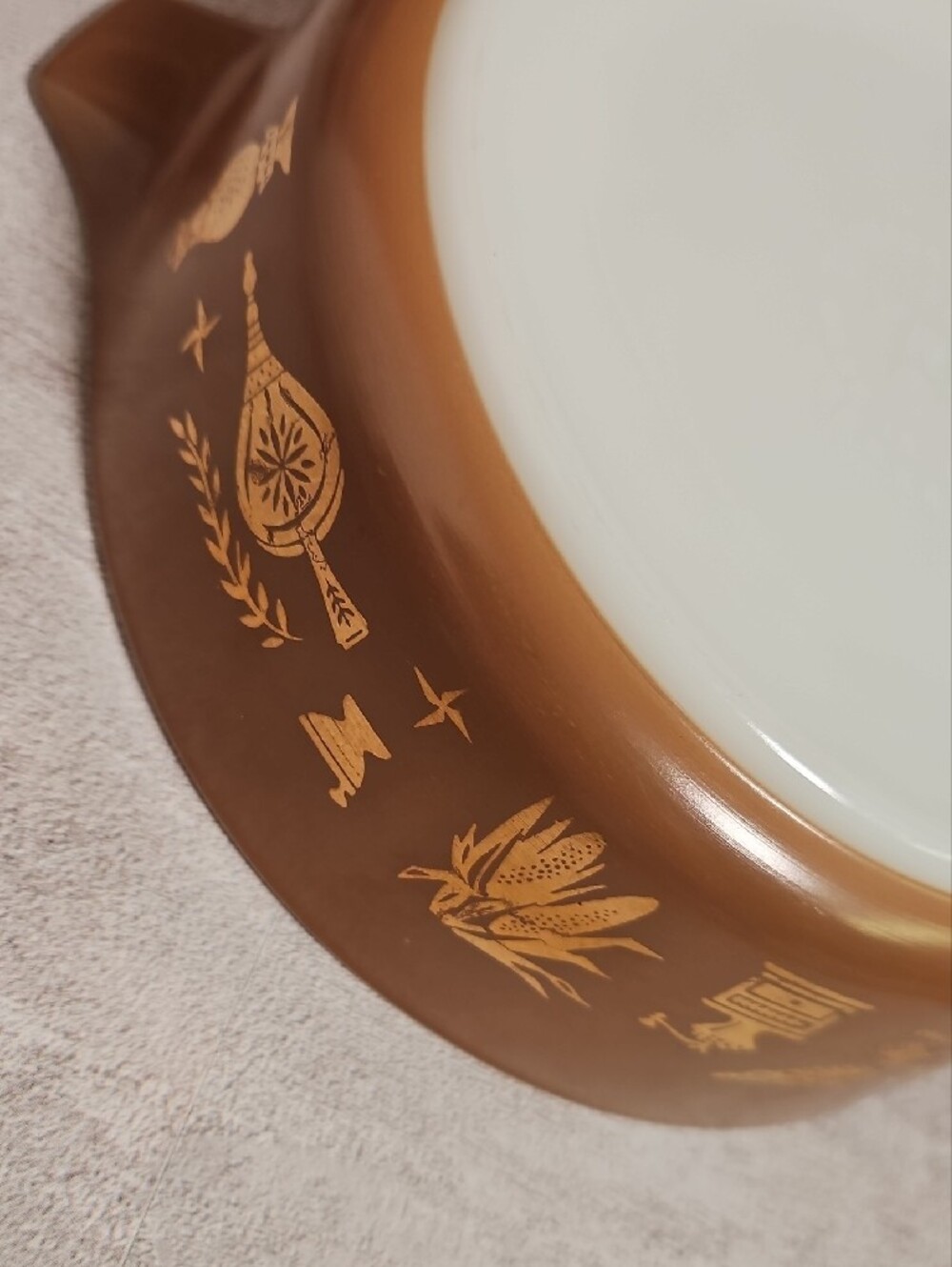 Vintage Pyrex Early American 471 Casserole Dish with Lid 1 Pint Brown Gold - Picture 5 of 10